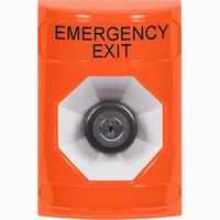 Safety Technology SS2503EX-EN | Orange No Cover Key-to-Activate Stopper Station with EMERGENCY EXIT Label English