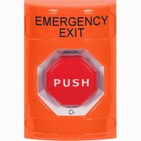 Safety Technology SS2509EX-EN | Orange No Cover Turn-to-Reset (Illuminated) Stopper Station with EMERGENCY EXIT Label English
