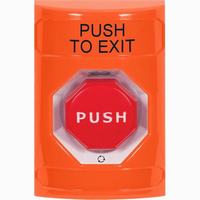 Safety Technology SS2509PX-EN | Orange No Cover Turn-to-Reset (Illuminated) Stopper Station with PUSH TO EXIT Label English