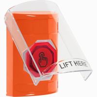 Safety Technology SS2526NT-EN | Orange Indoor Only Flush or Surface Momentary (Illuminated) with Red Lens Stopper Station with No Text Label English