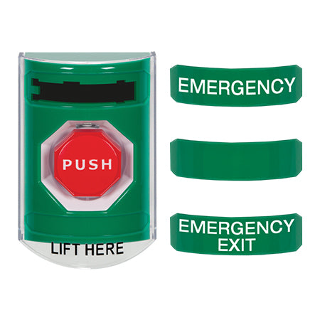 Safety Technology CP-SS13-EN | Green Contractors Stopper Station Illuminated's with Shield-Exit, 3-Pack