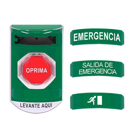 Safety Technology CP-SS13-ES | 3-In-1 Stopper Station Kit - Green - Indoor Cover - Key-To-Reset/Turn-To-Reset/Momentary With Emergency Exit