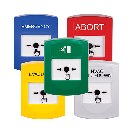 Safety Technology GLR001ZA-EN | Red Indoor Only No Cover Key-To-Reset Push Button With Non-Returnable Custom Text Label English