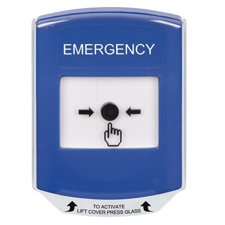 Safety Technology GLR421EM-EN | Blue Indoor Only Shield Key-To-Reset Push Button With Emergency Label English