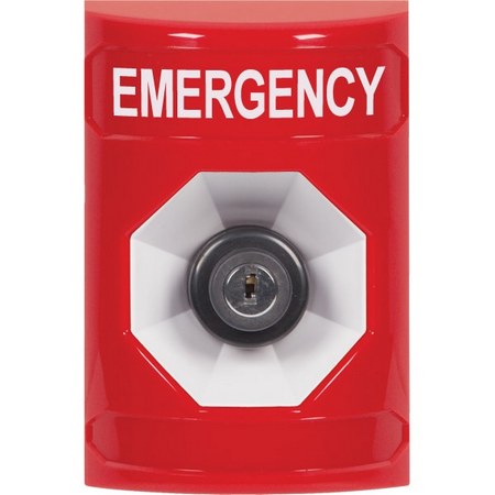 Safety Technology SS2003EM-EN | Red No Cover Key-To-Activate Stopper Station With Emergency Label English