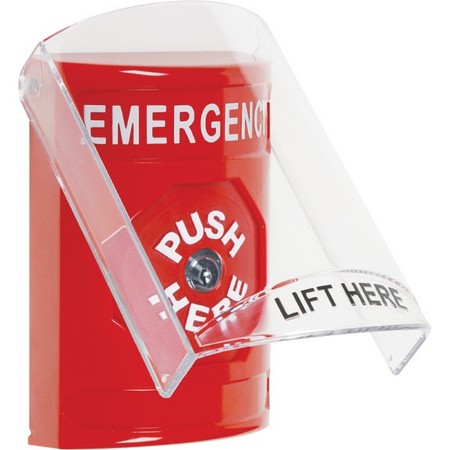 Safety Technology SS2020EM-EN | Red Indoor Only Flush Or Surface Key-To-Reset Stopper Station With Emergency Label English