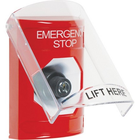Safety Technology SS2023ES-EN | Red Indoor Only Flush Or Surface Key-To-Activate Stopper Station With Emergency Stop Label English