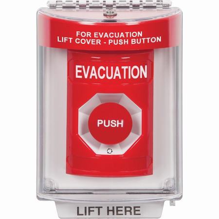 Safety Technology SS2031EV-EN | Red Indoor/Outdoor Flush Turn-To-Reset Stopper Station With Evacuation Label English