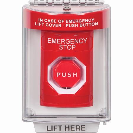Safety Technology SS2035ES-EN | Red Indoor/Outdoor Flush Momentary (Illuminated) Stopper Station With Emergency Stop Label English