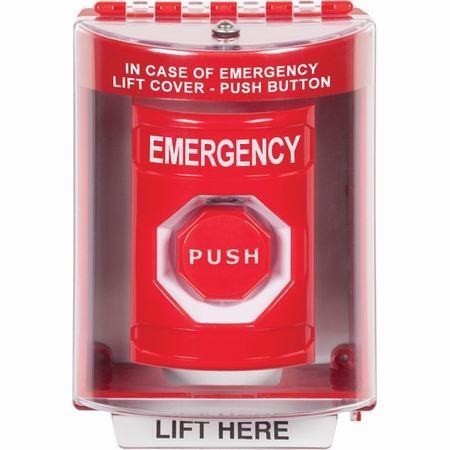 Safety Technology SS2072EM-EN | Red Indoor/Outdoor Surface Key-To-Reset (Illuminated) Stopper Station With Emergency Label English