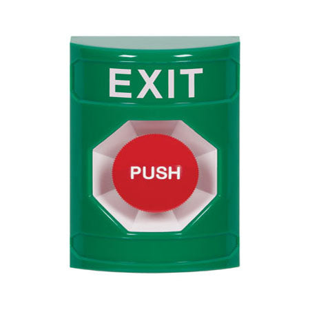 Safety Technology SS2104XT-EN | Green No Cover Momentary Stopper Station With Exit Label English