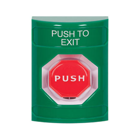 Safety Technology SS2108PX-EN | Green No Cover Pneumatic (Illuminated) Stopper Station With Push To Exit Label English