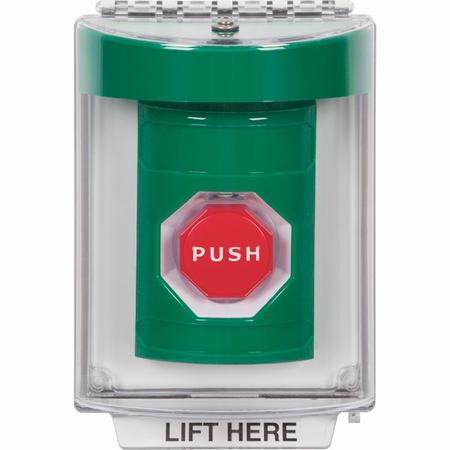 Safety Technology SS2135NT-EN | Green Indoor/Outdoor Flush Momentary (Illuminated) Stopper Station With No Text Label English