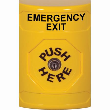 Safety Technology SS2200EX-EN | Yellow No Cover Key-To-Reset Stopper Station With Emergency Exit Label English