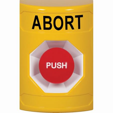 Safety Technology SS2204AB-EN | Yellow No Cover Momentary Stopper Station With Abort Label English