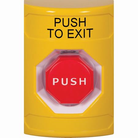 Safety Technology SS2208PX-EN | Yellow No Cover Pneumatic (Illuminated) Stopper Station With Push To Exit Label English