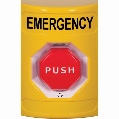 Safety Technology SS2209EM-EN | Yellow No Cover Turn-To-Reset (Illuminated) Stopper Station With Emergency Label English