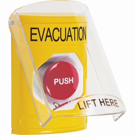 Safety Technology SS2221EV-EN | Yellow Indoor Only Flush-To-Reset Stopper Station With Evacuation Label English