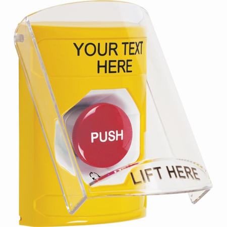 Safety Technology SS2221ZA-EN | Yellow Indoor Only Flush-To-Reset Stopper Station With Non-Returnable Custom Text Label English