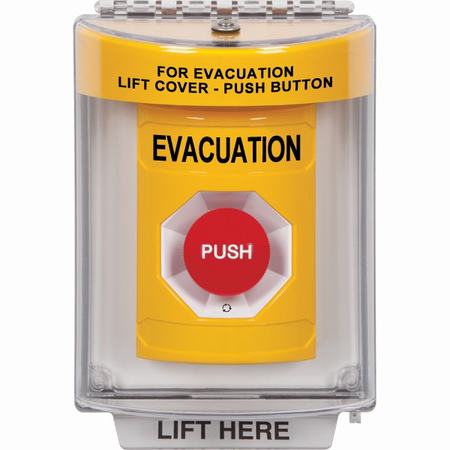 Safety Technology SS2231EV-EN | Yellow Indoor/Outdoor Flush Turn-To-Reset Stopper Station With Evacuation Label English