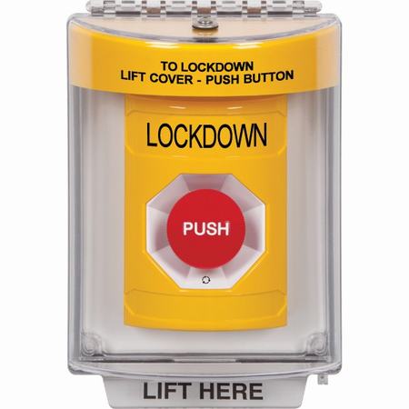 Safety Technology SS2231LD-EN | Yellow Indoor/Outdoor Flush Turn-To-Reset Stopper Station With Lockdown Label English