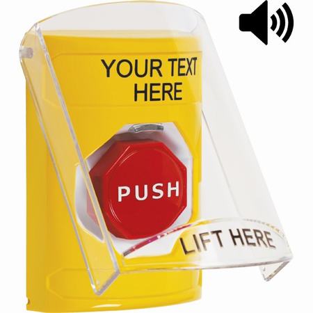 Safety Technology SS22A8ZA-EN | Yellow Indoor Only Flush Or Surface With Horn Pneumatic (Illuminated) Stopper Station