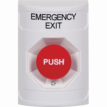 Safety Technology SS2301EX-EN | White No Cover Turn-To-Reset Stopper Station With Emergency Exit Label English