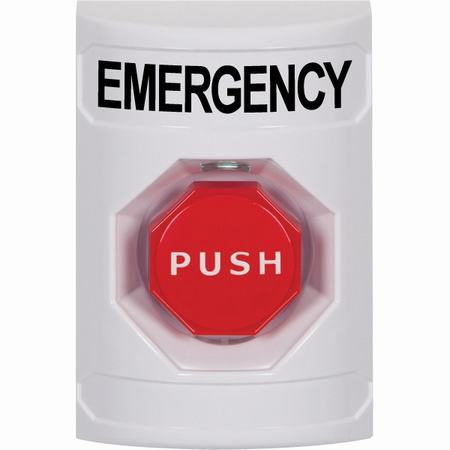 Safety Technology SS2302EM-EN | White No Cover Key-To-Reset (Illuminated) Stopper Station With Emergency Label English