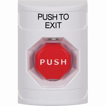 Safety Technology SS2308PX-EN | White No Cover Pneumatic (Illuminated) Stopper Station With Push To Exit Label English