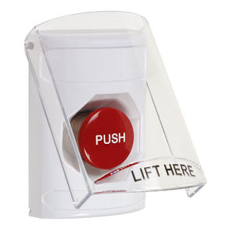 Safety Technology SS2324NT-EN | White Indoor Only Flush Or Surface Momentary Stopper Station With No Text Label English