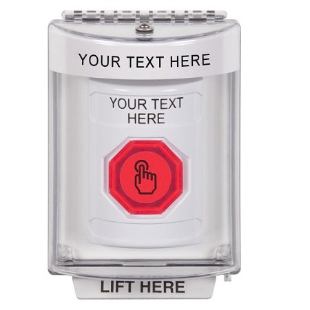 Safety Technology SS2337ZA-EN | White Indoor/Outdoor Flush Weather Resistant Momentary (Illuminated) With Red Lens Stopper Station