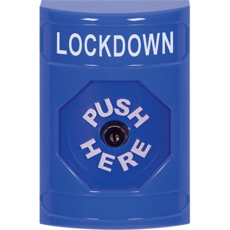 Safety Technology SS2400LD-EN | Blue No Cover Key-To-Reset Stopper Station With Lockdown Label English