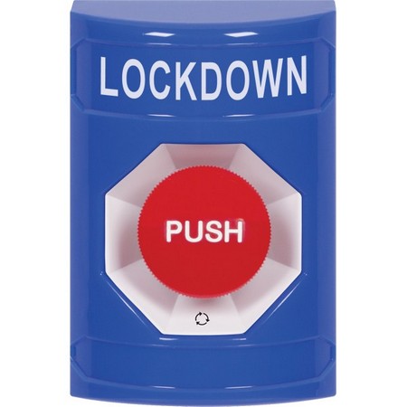 Safety Technology SS2401LD-EN | Blue No Cover Turn-To-Reset Stopper Station With Lockdown Label English