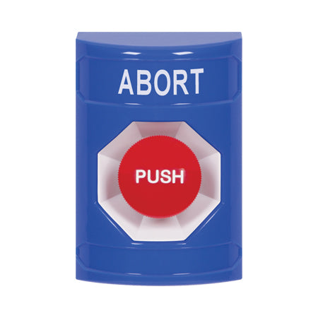 Safety Technology SS2404AB-EN | Blue No Cover Momentary Stopper Station With Abort Label English