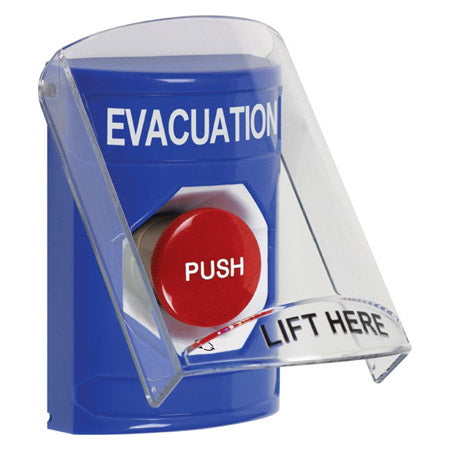 Safety Technology SS2421EV-EN | Blue Indoor Only Flush-To-Reset Stopper Station With Evacuation Label English