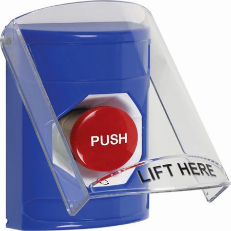Safety Technology SS2421NT-EN | Blue Indoor Only Flush-To-Reset Stopper Station With No Text Label English