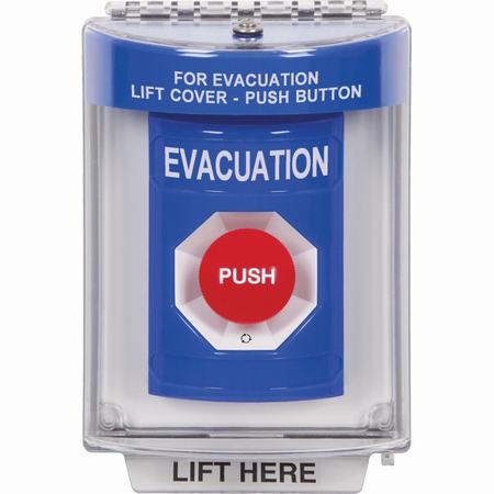 Safety Technology SS2431EV-EN | Blue Indoor/Outdoor Flush Turn-To-Reset Stopper Station With Evacuation Label English