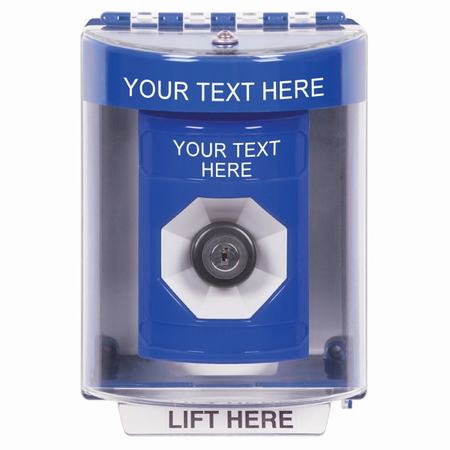 Safety Technology SS2473ZA-EN | Blue Indoor/Outdoor Surface Key-To-Activate Stopper Station With Non-Returnable Custom Text Label English