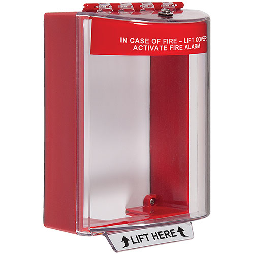 Safety Technology STI-13220FR | Universal Stopper with Horn, Surface Mount, Fire Lable, 5.42 in H x 4 in W x 3.88 in D