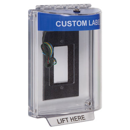Safety Technology STI-13330C-B | Universal Stopper Dome Cover Enclosure Flush Back Box And Hood With Horn And Relay - Custom Label - Blue - Non-Returnable