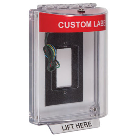 Safety Technology STI-13330C-R | Universal Stopper Dome Cover Enclosure Flush Back Box And Hood With Horn And Relay - Custom Label - Red - Non-Returnable