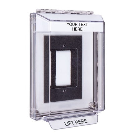 Safety Technology STI-14310C-W | Universal Stopper Low Profile Cover Enclosure Flush Back Box And Hood - Custom Label - White - Non-Returnable