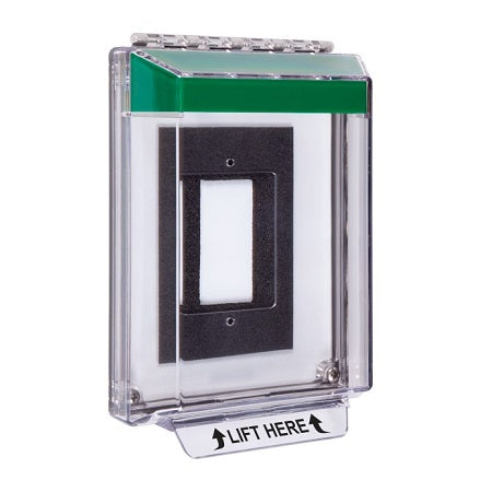 Safety Technology STI-14310N-G | Universal Stopper Low Profile Cover Enclosure Flush Back Box And Hood - No Label - Green