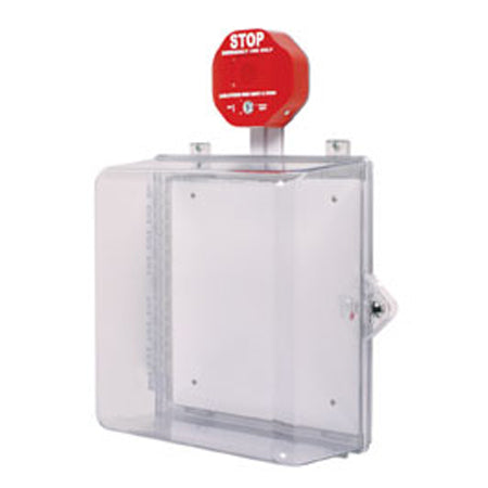 Safety Technology STI-7533 | Polycarbonate Cabinet With Siren Alarm Thumb Lock - Clear