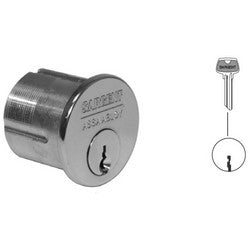 Sargent 41 32D LE 1-BIT | Mortise Cylinder Lock, 6-Pin, 1-1/8" Length Under Cylinder Head, LE Keyway, Satin Stainless Steel