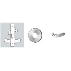 Sargent 8205 LNL 10B RH LESS CYL | Mortise Door Lock, Right Hand, 2" Diameter LN-Rose, L-Lever, 2-3/4" Backset