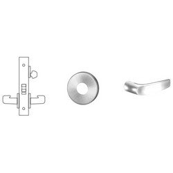 Sargent 8237 LNB 10B RH LESS CYL | Mortise Door Lock, Right Hand, 2" Diameter LN-Rose, B-Lever, 2-3/4" Backset