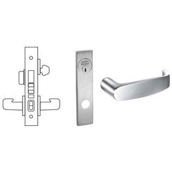 Sargent 8243 LE1L 26D RH LESS CYL | Mortise Door Lock, Right Hand, 1-3/4" Width x 7-5/8" Height LE-Cast Escutcheon, L-Lever, 2-3/4" Backset