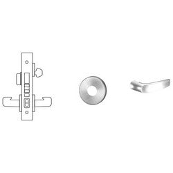 Sargent 8243 LNB 26D RH LESS CYL | Mortise Door Lock, Right Hand, 2" Diameter LN-Rose, B-Lever, 2-3/4" Backset