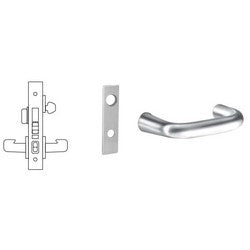 Sargent 8243 LW1J 26D RH LESS CYL | Mortise Door Lock, Right Hand, 2" Width x 8" Height Wrought Escutcheon, J-Lever, 2-3/4" Backset